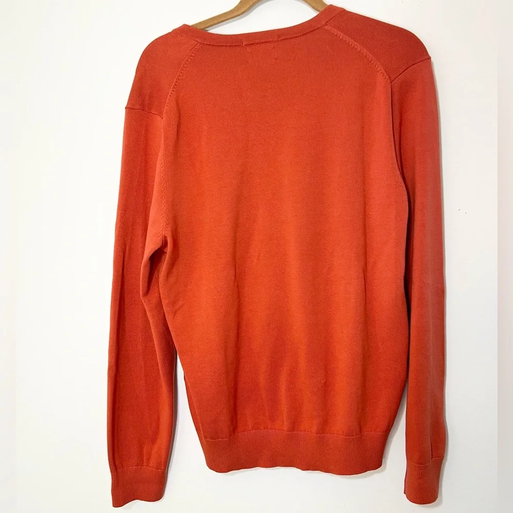 Lands' End Men's Orange Classic 100% Supima Cotton V-Neck Sweater Size M (38-40)